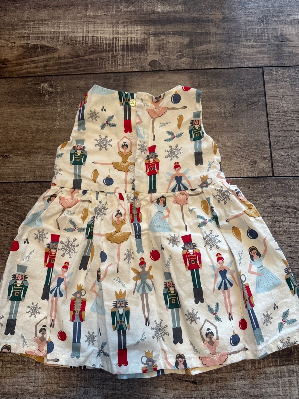 Cream Nutcracker Print Girls' Dress with Matching Bloomer - Picture 5 of 6